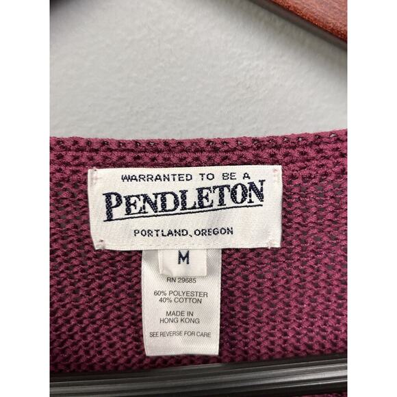 Pendleton Cardigan Sweater Womens Medium Button Front Knit Burgundy Vintage - Picture 4 of 5